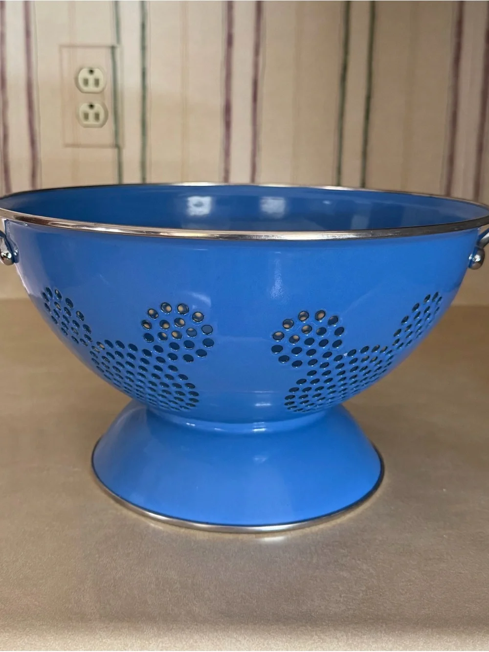 Vintage Disney Icon Blue Metal Kitchen Colander with Silver Handles
